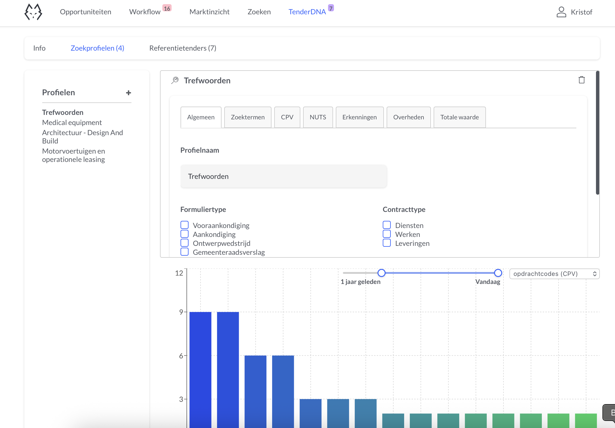 Configuring search profiles with dimensions